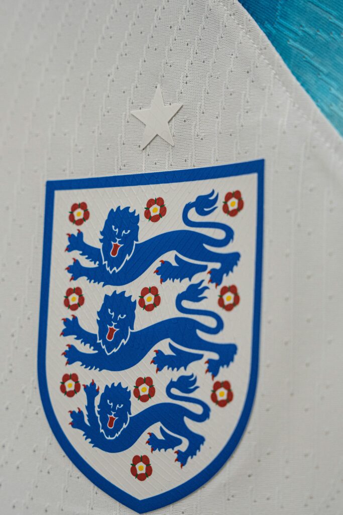 An England badge on a football shirt