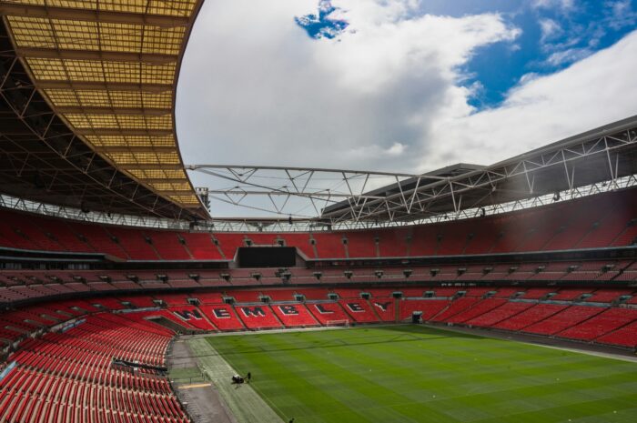 Photo of an empty Wembley stadium